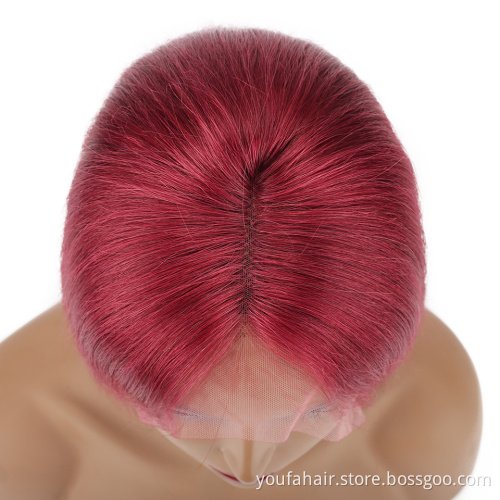 Wholesale Straight Bob Wigs Red Hair Brazilian Virgin Human Hair Lace Front Wigs Human Hair Front Lace Part 150% Density